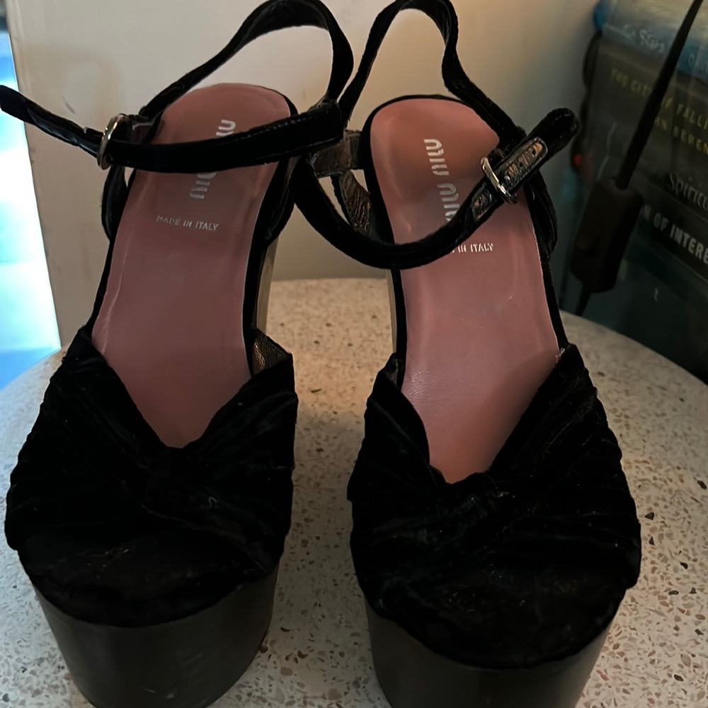Miu Miu velvet wedge heels